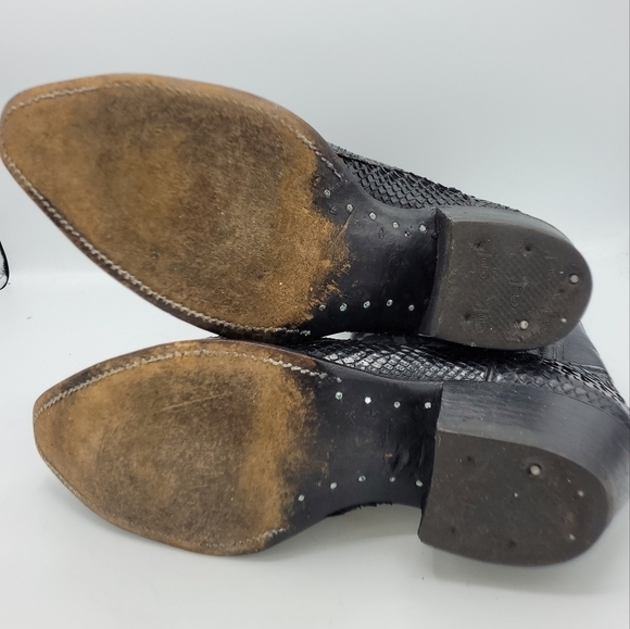 Justin Vintage Black Python Snakeskin Men's Cowboy Boots Handmade Size 8.5 D - Picture 9 of 14